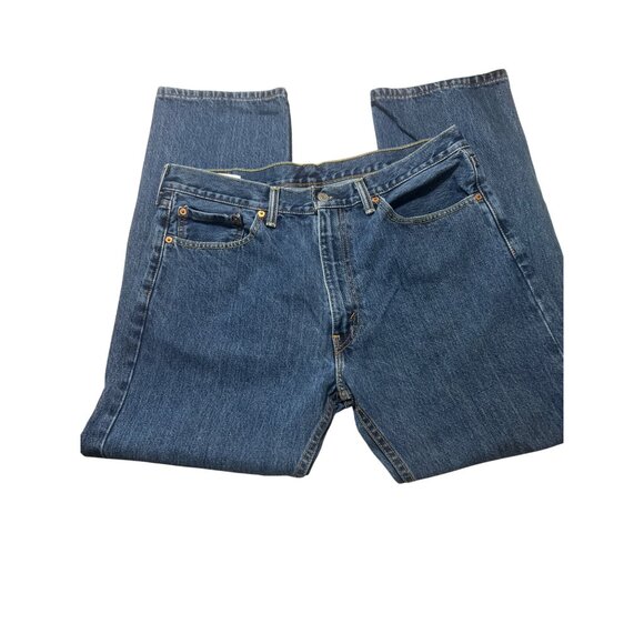 Levis Mens 505 Regular Fit Straight Leg Jeans W36 L30 Blue Denim Zipper Button - Picture 1 of 5